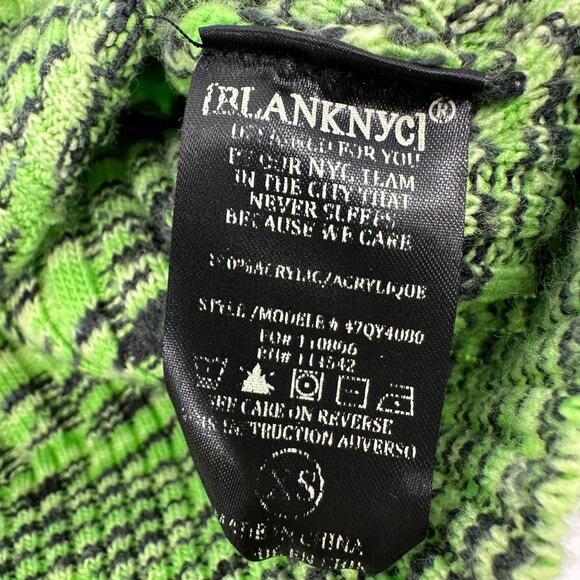BlankNYC The Clash Sweater Long Puff Sleeve Green Black Womens XS - Picture 6 of 7